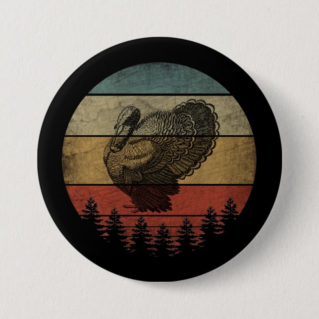 HAPPY THANKSGIVING TURKEY 3 INCH ROUND BUTTON (Front)