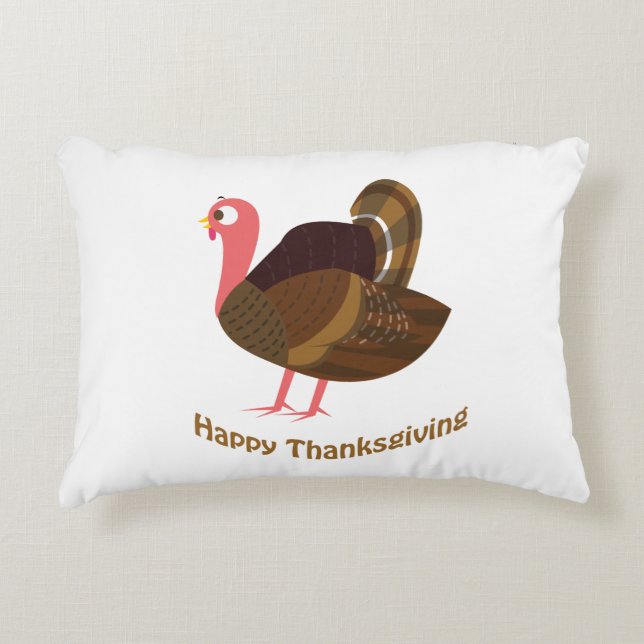 Happy Thanksgiving Turkey Accent Pillow (Front)