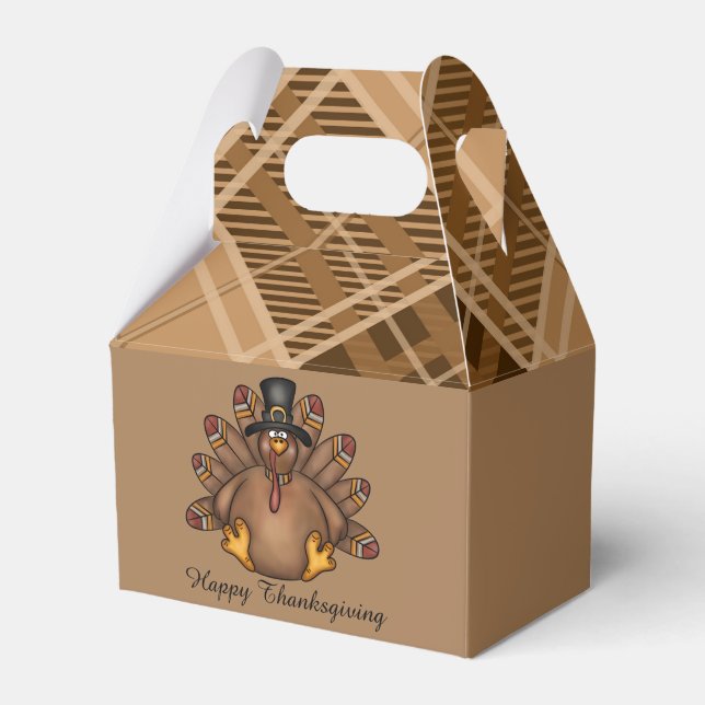 Happy Thanksgiving turkey add name message Favor Box (Front Side)