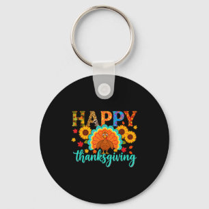 Happy Thanksgiving Turkey & Sunflower, Thanksg Keychain