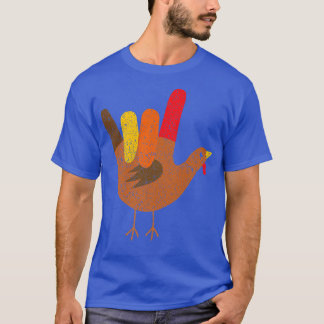 Happy Thanksgiving Turkey ASL I Love You Sign Lang T-Shirt