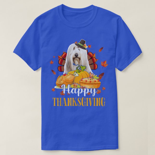 Happy Thanksgiving Turkey Bearded Collie Fall Pump T-Shirt (Design Front)