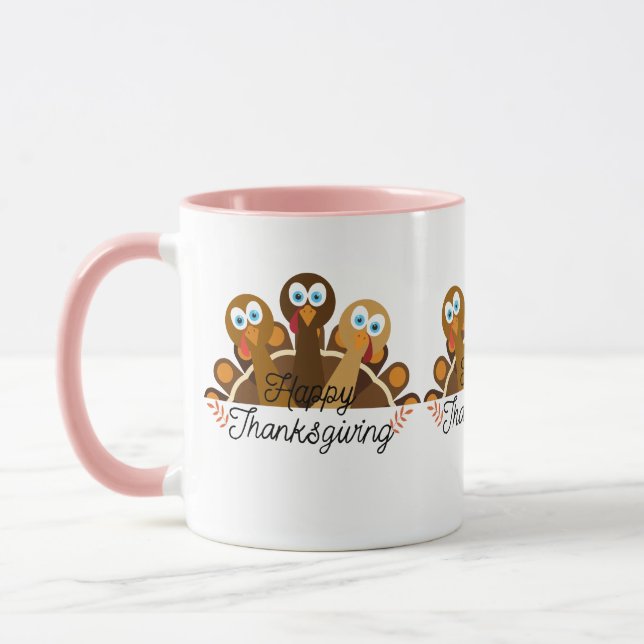 Happy Thanksgiving Turkey Ceramic Mug (Left)