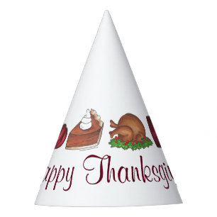 Happy Thanksgiving Turkey Cranberry Pie Dinner Party Hat