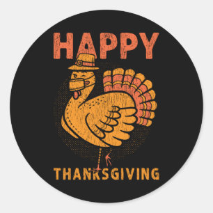 Happy Thanksgiving Turkey Day Family Kids Matching Classic Round Sticker