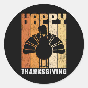 Happy Thanksgiving Turkey Day Family Kids Pajama Classic Round Sticker