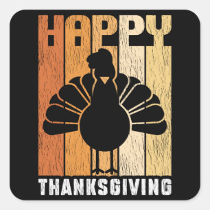 Happy Thanksgiving Turkey Day Family Kids Pajama Square Sticker