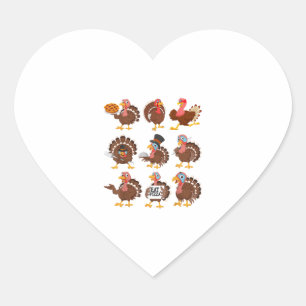 Happy Thanksgiving Turkey Day Girls Boys Kids Todd Heart Sticker