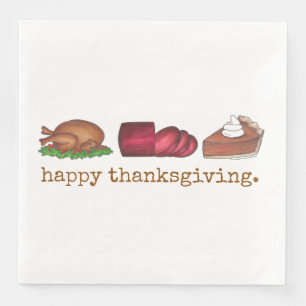 Happy Thanksgiving Turkey Dinner Holiday Meal Napkin