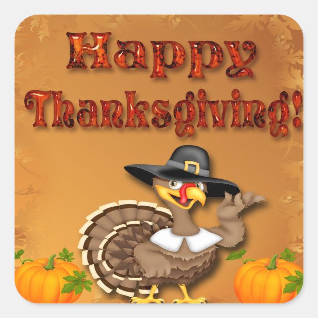 Happy Thanksgiving Turkey Envelope Seals (Front)