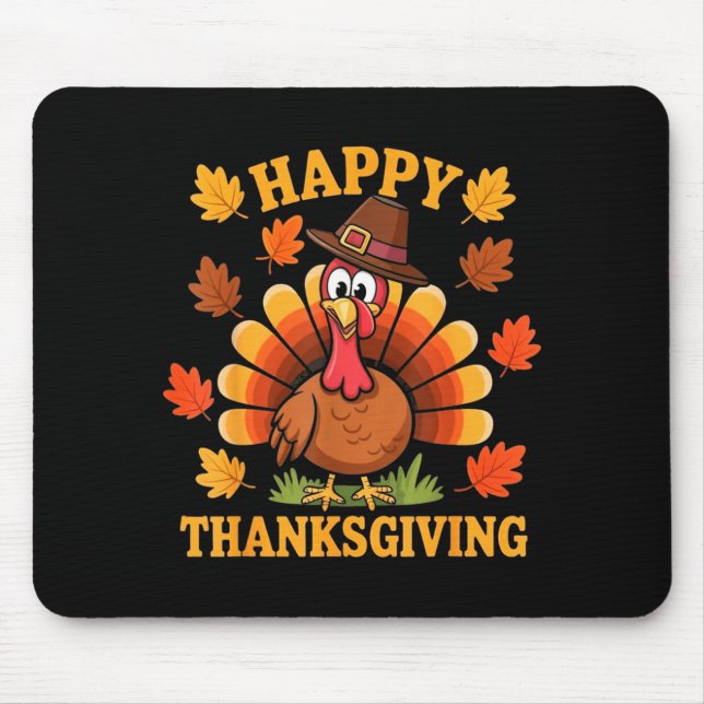 Happy Thanksgiving Turkey Family Dinner Thanksgivi Mouse Pad (Front)