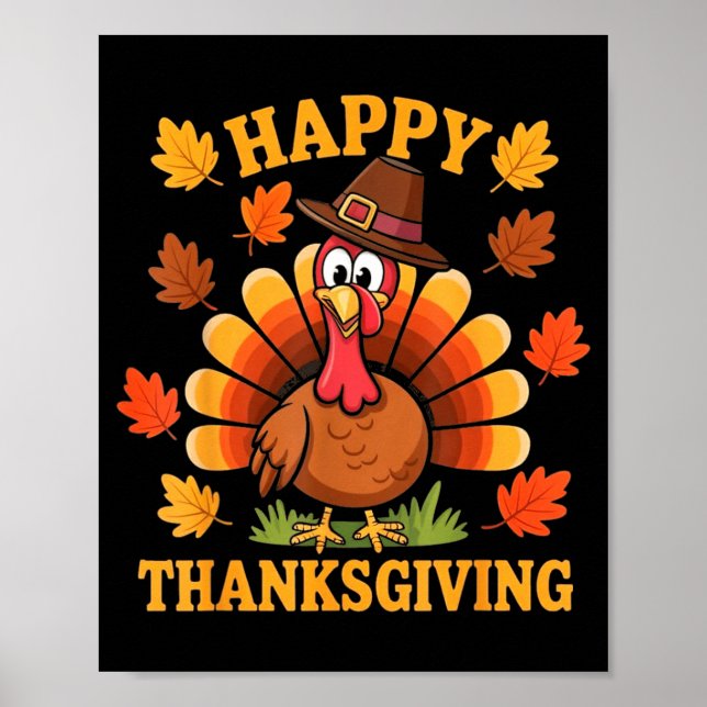 Happy Thanksgiving Turkey Family Dinner Thanksgivi Poster (Front)