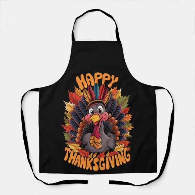 Happy Thanksgiving Turkey Family Fall Apron (Front)