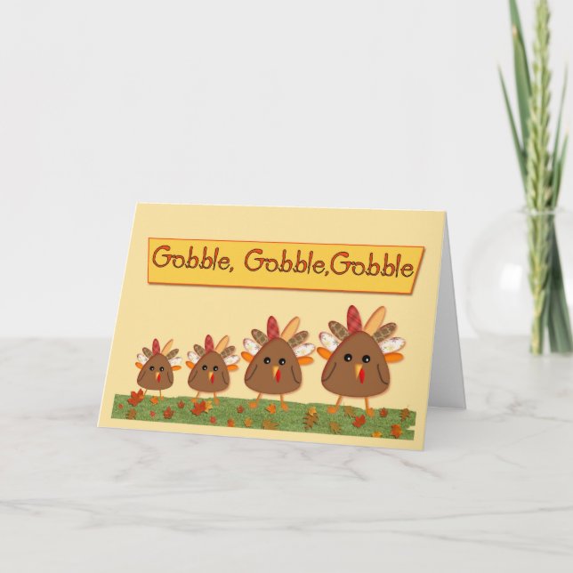 Happy Thanksgiving Turkey Family Holiday Card (Front)