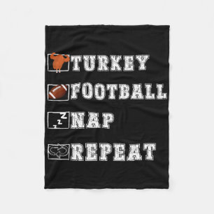 Happy Thanksgiving Turkey Football Nap Repeat Funn Fleece Blanket