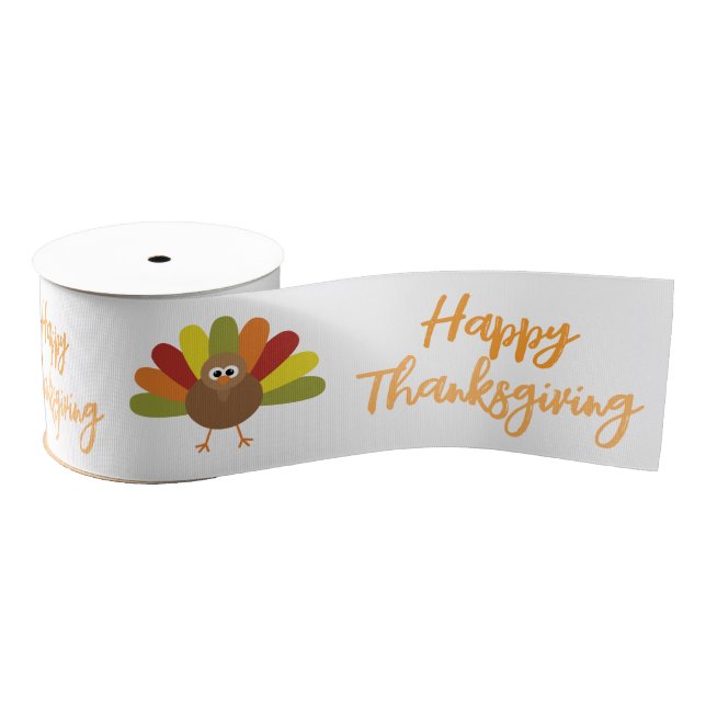 Happy Thanksgiving Turkey Grosgrain Ribbon (Spool)