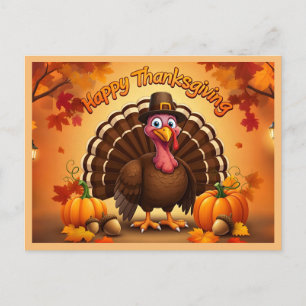happy thanksgiving turkey holiday postcard
