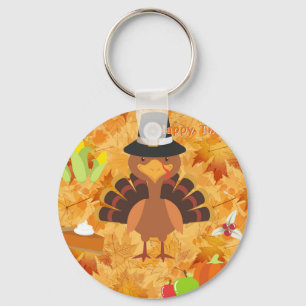 happy thanksgiving turkey keychain