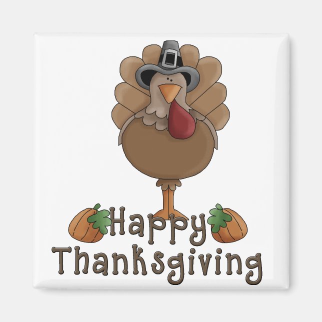 happy thanksgiving turkey magnet (Front)