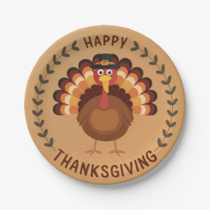 Happy Thanksgiving Turkey Paper Plate