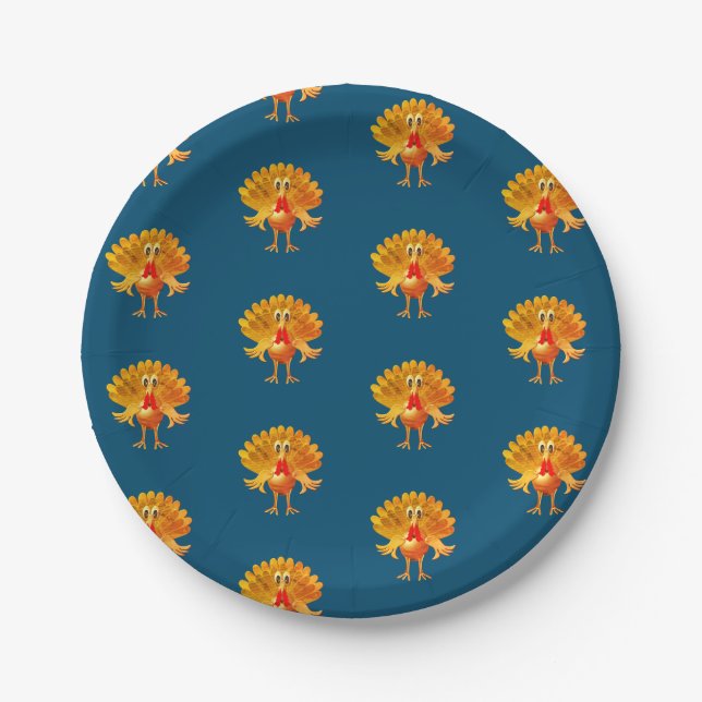 Happy Thanksgiving Turkey, Paper Plate (Front)