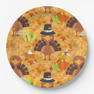happy thanksgiving turkey paper plates