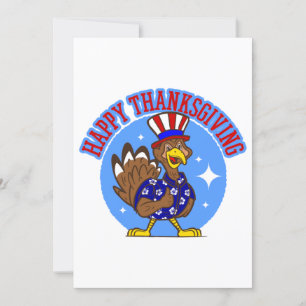 happy thanksgiving turkey patriotic american funny invitation