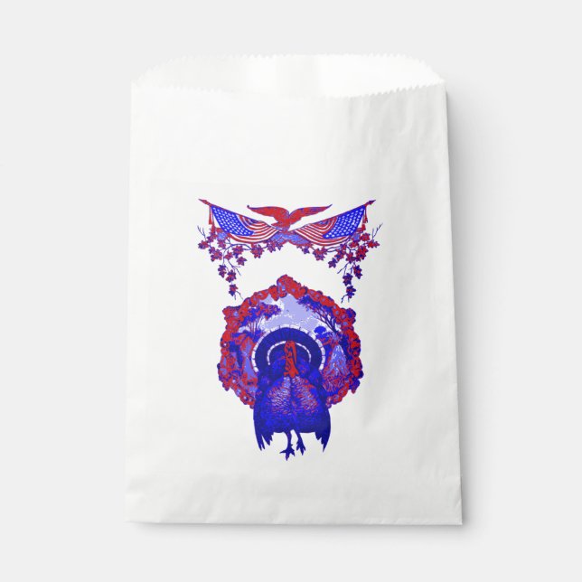 happy thanksgiving turkey patriotic vintage  favour bag (Front)