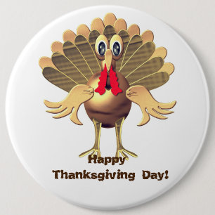 Happy Thanksgiving Turkey,Personalized 6 Inch Round Button