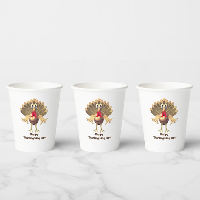 Happy Thanksgiving Turkey,Personalized Paper Cups (Multi)