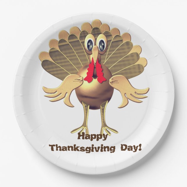 Happy Thanksgiving Turkey,Personalized Paper Plate (Front)