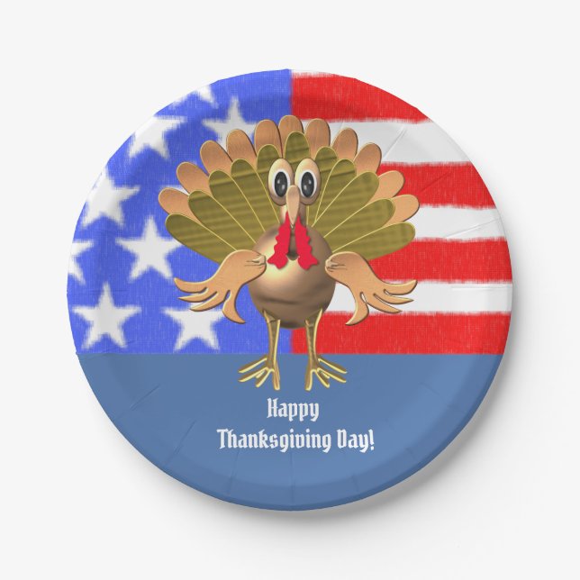 Happy Thanksgiving Turkey,Personalized Paper Plate (Front)
