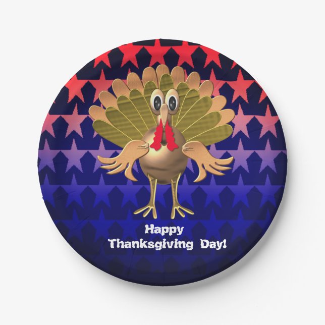 Happy Thanksgiving Turkey,Personalized Paper Plate (Front)