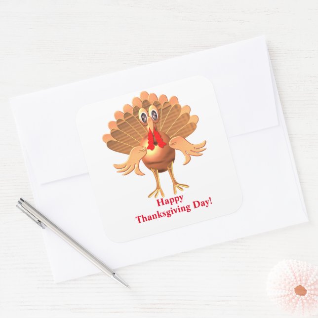 Happy Thanksgiving Turkey,Personalized Square Sticker (Envelope)