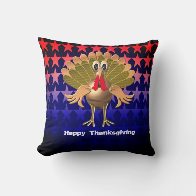 Happy Thanksgiving Turkey,Personalized Throw Pillow (Front)