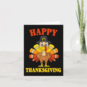 Happy Thanksgiving Turkey Pilgrim Boys Girls Kids  Card