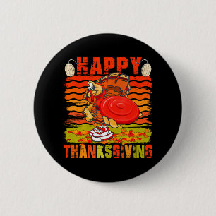 Happy Thanksgiving Turkey Playing Disc Golf 2 Inch Round Button