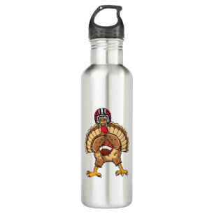 Happy Thanksgiving Turkey Playing Football Dad Men 710 Ml Water Bottle