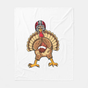 Happy Thanksgiving Turkey Playing Football Dad Men Fleece Blanket