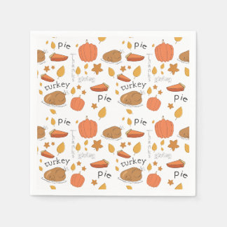Happy Thanksgiving Turkey & Pumpkin Pie Napkin