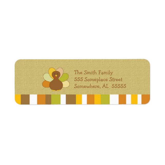 Happy Thanksgiving Turkey Return Address Labels (Front)