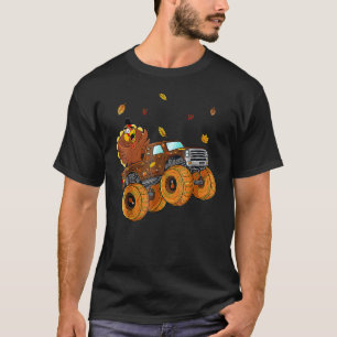 Happy Thanksgiving Turkey Riding Monster Truck Boy T-Shirt