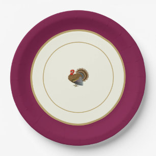 Happy Thanksgiving Turkey Rim Paper Plate