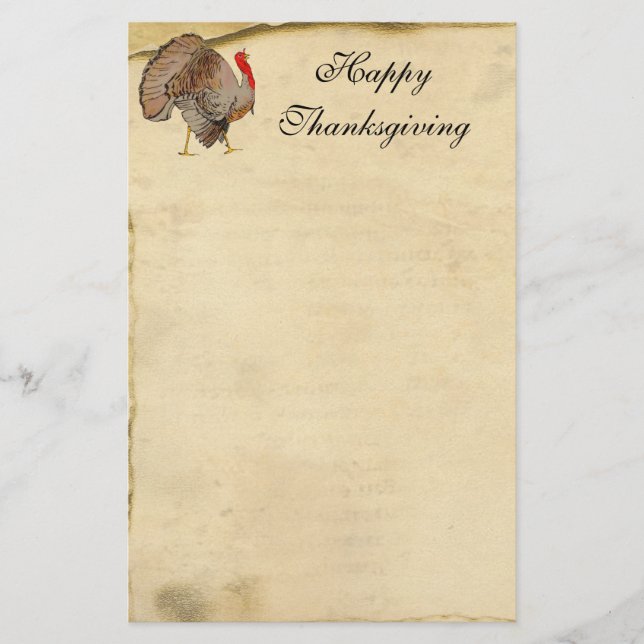 Happy Thanksgiving Turkey Stationery (Front)