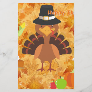 happy thanksgiving turkey stationery