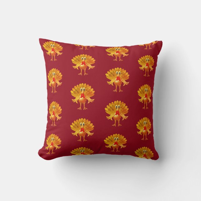 Happy Thanksgiving Turkey, Throw Pillow (Front)