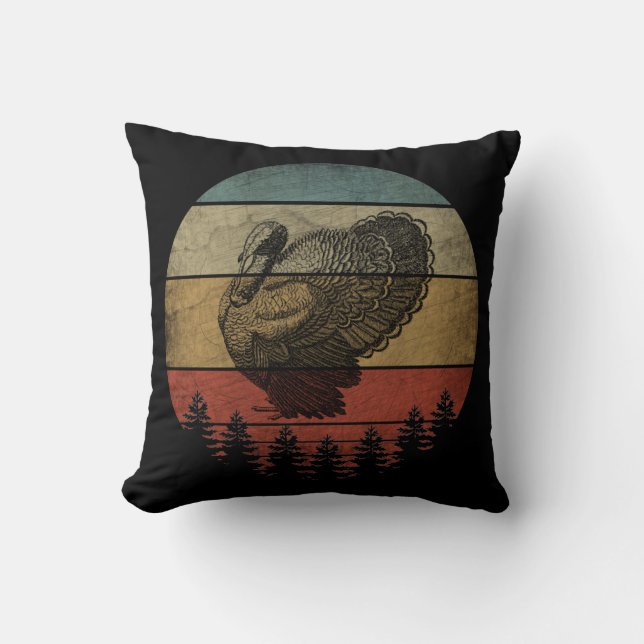 HAPPY THANKSGIVING TURKEY THROW PILLOW (Front)