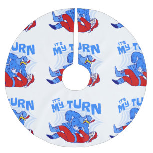 happy thanksgiving turkey vs santa christmas brushed polyester tree skirt