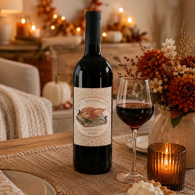 Happy Thanksgiving Turkey Wine Label (Creator Uploaded)