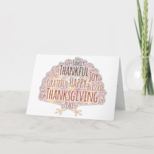 Happy Thanksgiving turkey word art greeting card